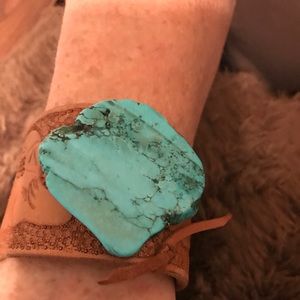 Custom turquoise leather bracelet